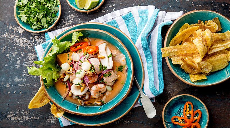 Peruvian ceviche served a restaurant in Peru Peruvian ceviche served a restaurant in Peru