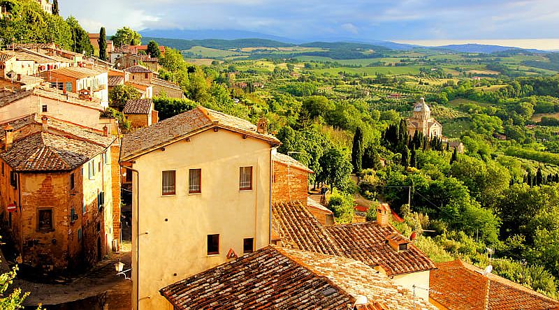 View over the tuscan town of Montepulciano in Italy