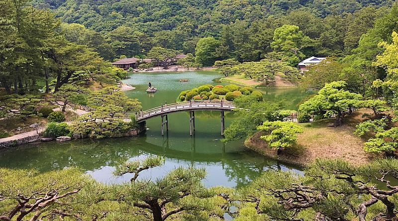 Ritsuri Coen Garden on Shikoku Island is one of the most famous in Japan Ritsuri Coen Garden on Shikoku Island is one of the most famous in Japan