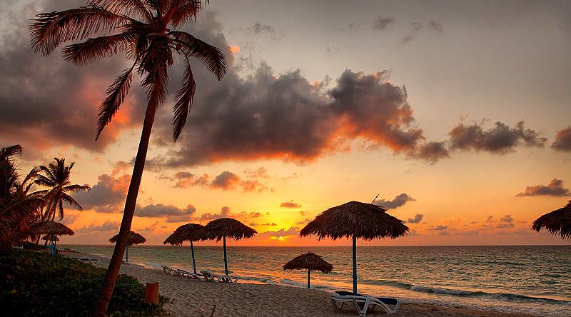 Sunset at Varadero beach in Cuba