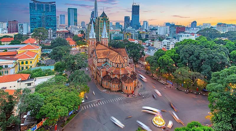 Notre Dame Cathedral in Ho Chi Minh City, Vietnam.