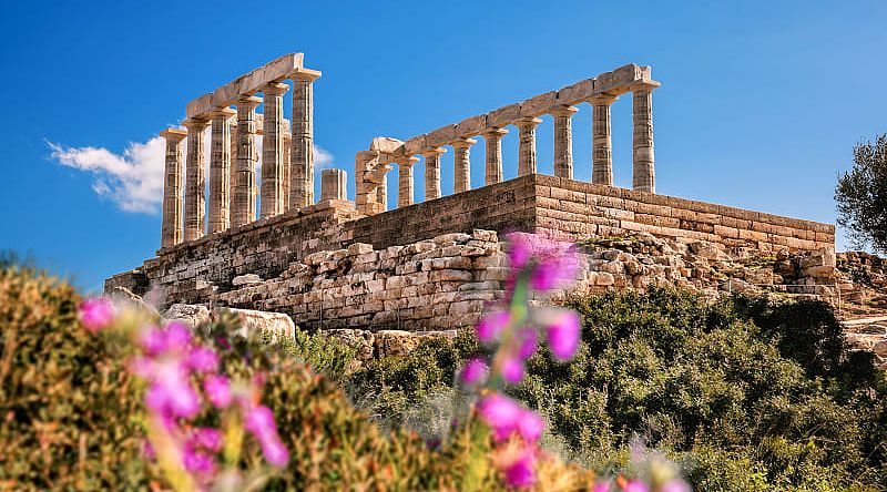 The Temple of Poseidon is an ancient Greek temple on Cape Sounion, Greece.