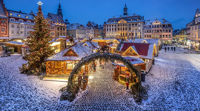 Christmas market on historic market place of Coburg, Bavaria, Germany Christmas market on historic market place of Coburg, Bavaria, Germany