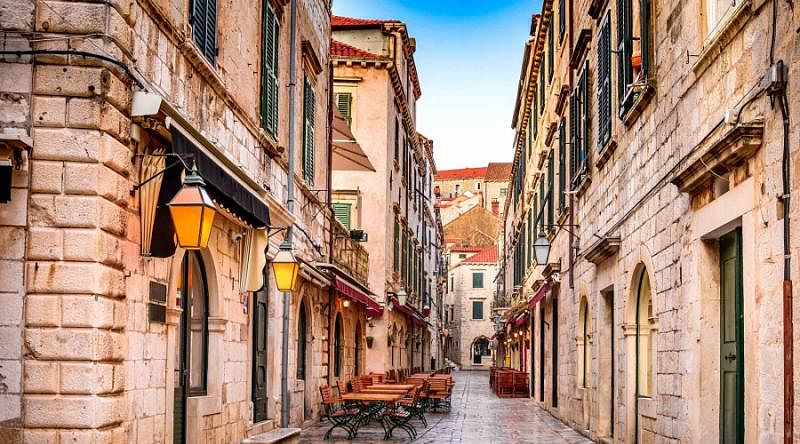 View of an old street in Dubrovnik, Croatia.