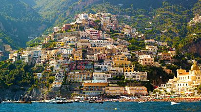 Beautiful view on mediterranean sea from Amalfi coast, Campania