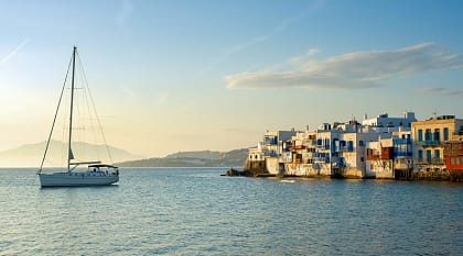 Sailboat in Mykonos, Greece