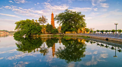 Tran Quoc Pagoda at early morning in Hanoi, Vietnam