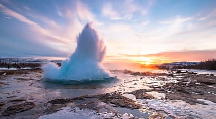 The Strokkur geyser erupting, Iceland