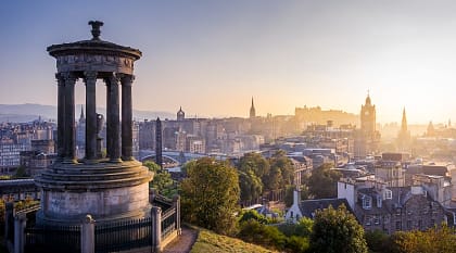 Calton Hill in Edinburgh, Scotland.
