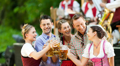 Friends celebrating at Oktoberfest in Germany
