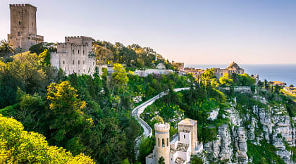 Erice in Southern Italy Castello di Venere in Erice, Sicily, Italy