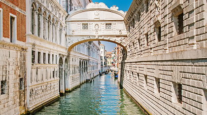 View of the famous Bridge of Sighs in Venice, Italy