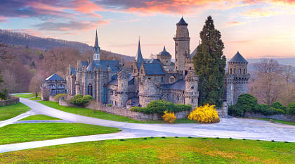 Colorful spring sunset in the Wilhelmshohe Castle, Hessen, Kassel