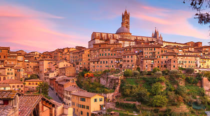 Siena at sunset in Italy