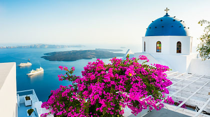 View of Santorini in Greece.