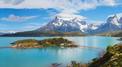 Lake Pehoe in Patagonia, Chile