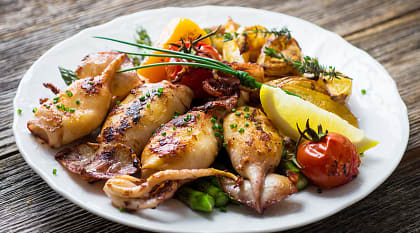 Grilled squids dish served at a restaurant in Croatia