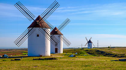 Windmills in Castilla La Mancha in Spain