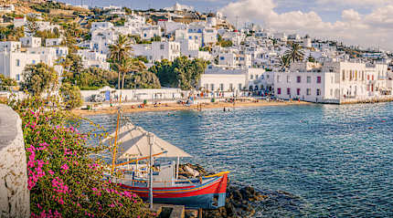 White houses in Mykonos, Greece.