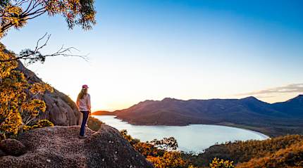 Freycinet National Park at sunset in Australia