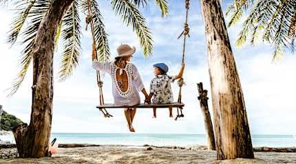 Mother and son on the beach