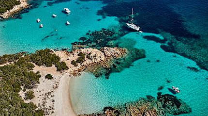 The crystal-clear waters of Sardinia, Italy.
