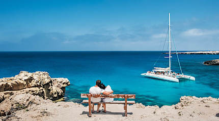 Couple enjoying the view in Ibiza, Spain