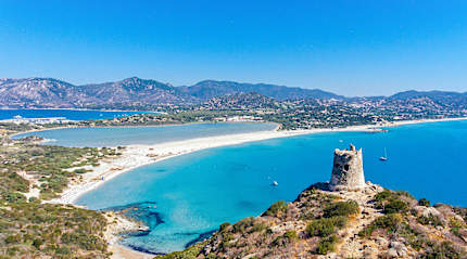 Portu Guinco Beach in Villasimius on Sardinia island in Italy