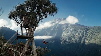 Swing at the End of the World in Banos, Ecuador