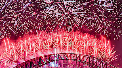 Fireworks over Harbour Bridge in Sydney, Australia