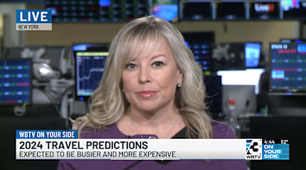 Screenshot of a CBS news broadcast quoting the 2024 Zicasso Luxury Travel Report