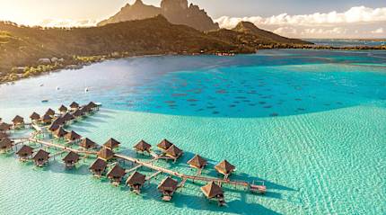 Over water bungalows in Bora Bora, French Polynesia