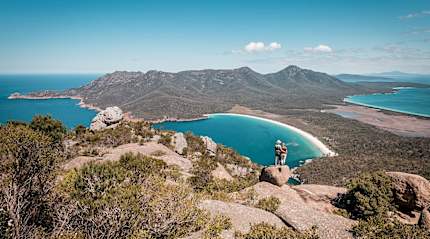 Couple hiking Freycinet National Park