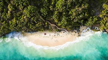Aerial view of Topan Beach in Bali.