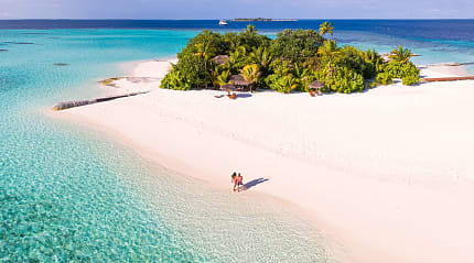 Couple on the beach in the Maldives