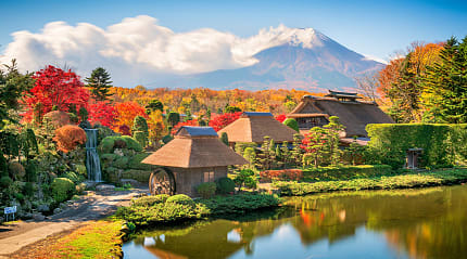 Hannoki Bayashi Shiryokan, open air museum, in Oshino Hakkai