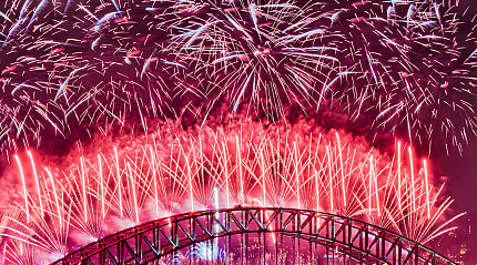 Fireworks over Harbour Bridge in Sydney, Australia