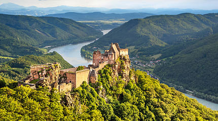 Aggstein Castle on the Danube river in Dürnstein, Austria