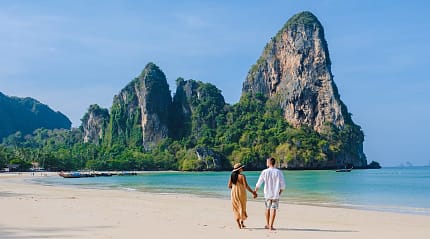 Couple at Railay Beach in Krabi Island, Thailand