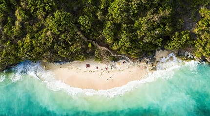 Aerial view of Topan Beach in Bali.