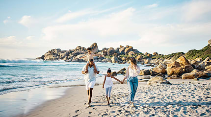 Family at the beach in South Africa.