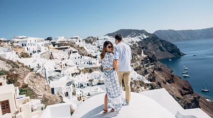 Couple in Santorini, Greece