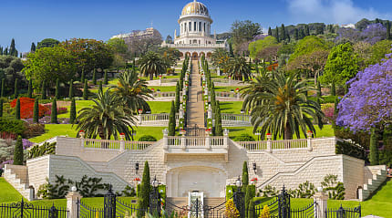 Bahai gardens and the Shrine of the Bábin on the slopes of Mount Carmel in Haifa, Israel