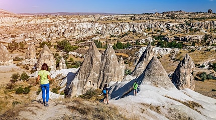 Teens hiking in Cappadocia, Turkey