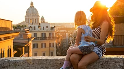 Mother and daughter overlooking Rome
