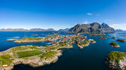 Aerial view of Henningsvaer in Norway