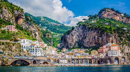 Beautiful architecture of a village on the Amalfi Coast in Italy 