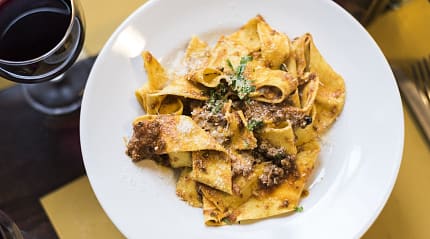 Tuscan wild boar ragu with pappardelle pasta
