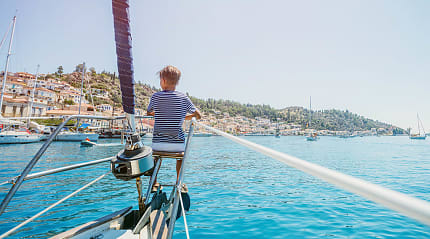 Family sailing in Greece