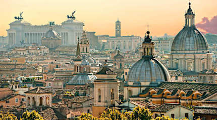 View of Rome at sunset, Italy.